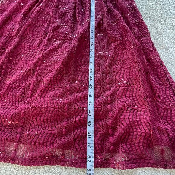 🔥Yellow Star Lace Sequins Strapless Mermaid Dress Burgundy Evening Party Dress - Picture 13 of 13